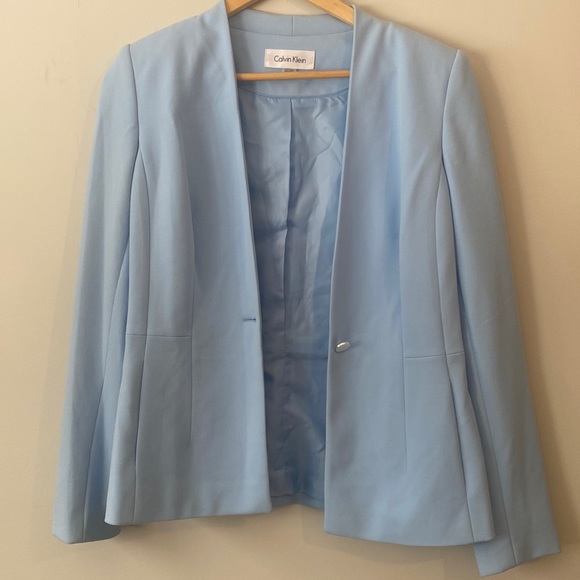 EUC Calvin Klein Baby Blue Suit Jacket - Picture 1 of 5